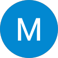 Alphabet M in a blue circular design