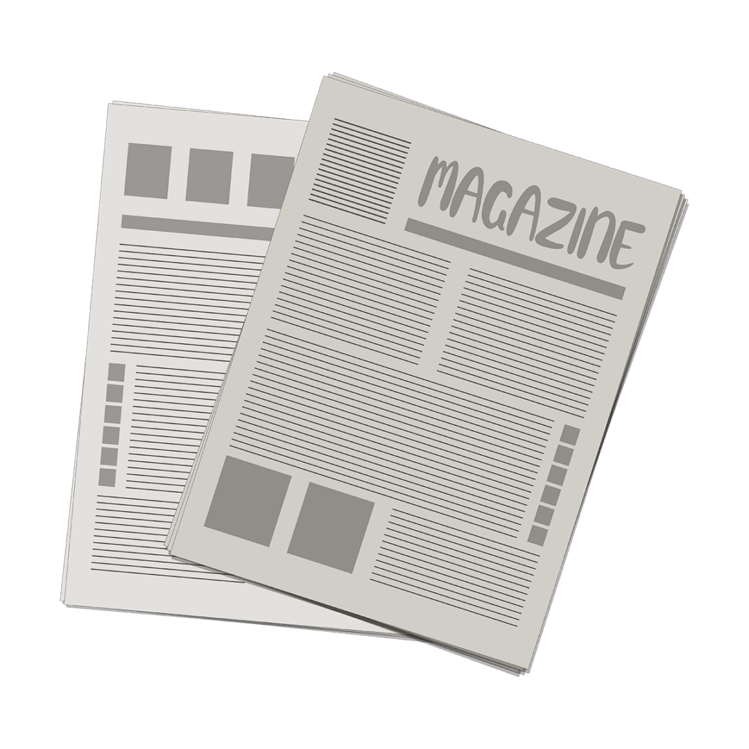 A stack of newspapers and a magazine.